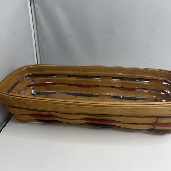 LONGABERGER BREAD BASKET w/Clear Plastic Protector & Rose Liner Signed 1994 - Picture 6 of 7